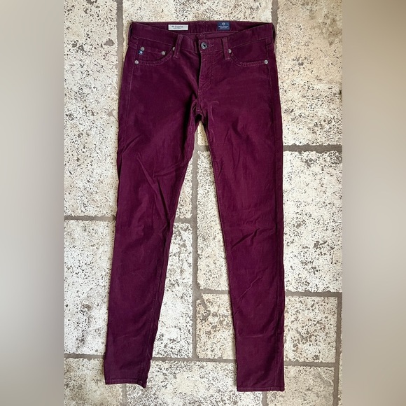 Ag skinny jeans pants size 26 corduroy, wine, burgundy, red colored - Picture 4 of 7